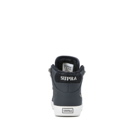 Kids Supra High Top Shoes VAIDER COLD WEATHER Gray Blue/White | AU-86571